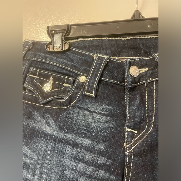 TRUE RELIGION WOMENS WORLD TOUR BECKY BOOTLEG JEANS W/ CRYSTAL BUTTONS SIZE 27 - Picture 2 of 16